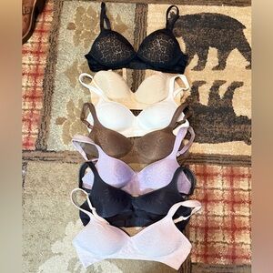 7 BRAS Women's Intimates - Black, Cream, Purple, white, pink value $300